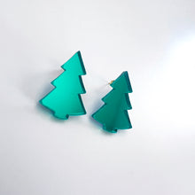 Load image into Gallery viewer, Mirrored Green Christmas Tree Studs
